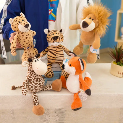 25CM Adorable Jungle Plush Dolls - Kawaii Lion, Elephant, and Monkey Stuffed Animal Toys for Kids and Babies