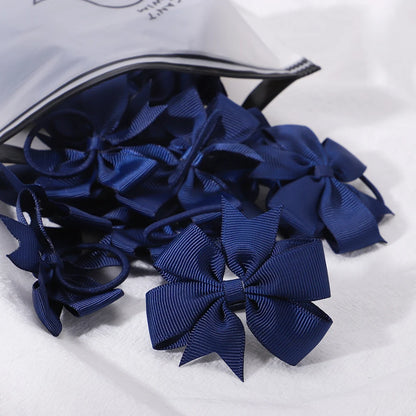 20-Color Mini Bowknot Elastic Hair Bands - 10 Pack for Girls' Ponytails and More!