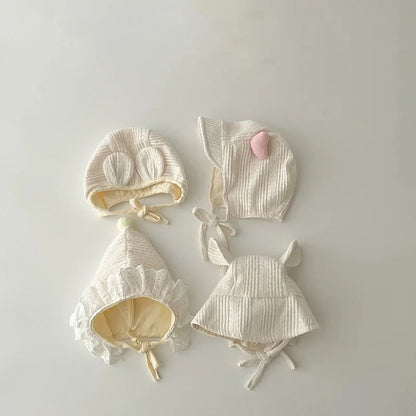 Adorable Beige Beanie Baby Hat for Autumn - Lace Cartoon Ear Toddler Accessories for Boys & Girls (0-12 Months)