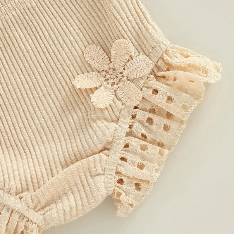 Summer Floral Muslin Outfit Set for Baby Girls - Tops and Shorts Combination for Newborns