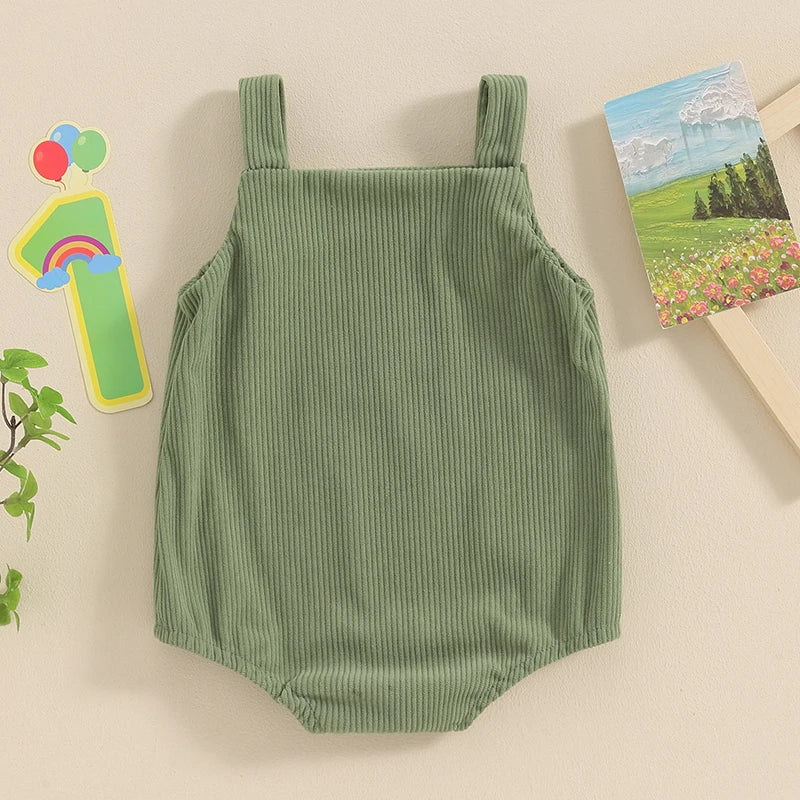 Toddler Unisex Sleeveless Letter Print Romper Jumpsuit for Baby's First Birthday Casual Outfit