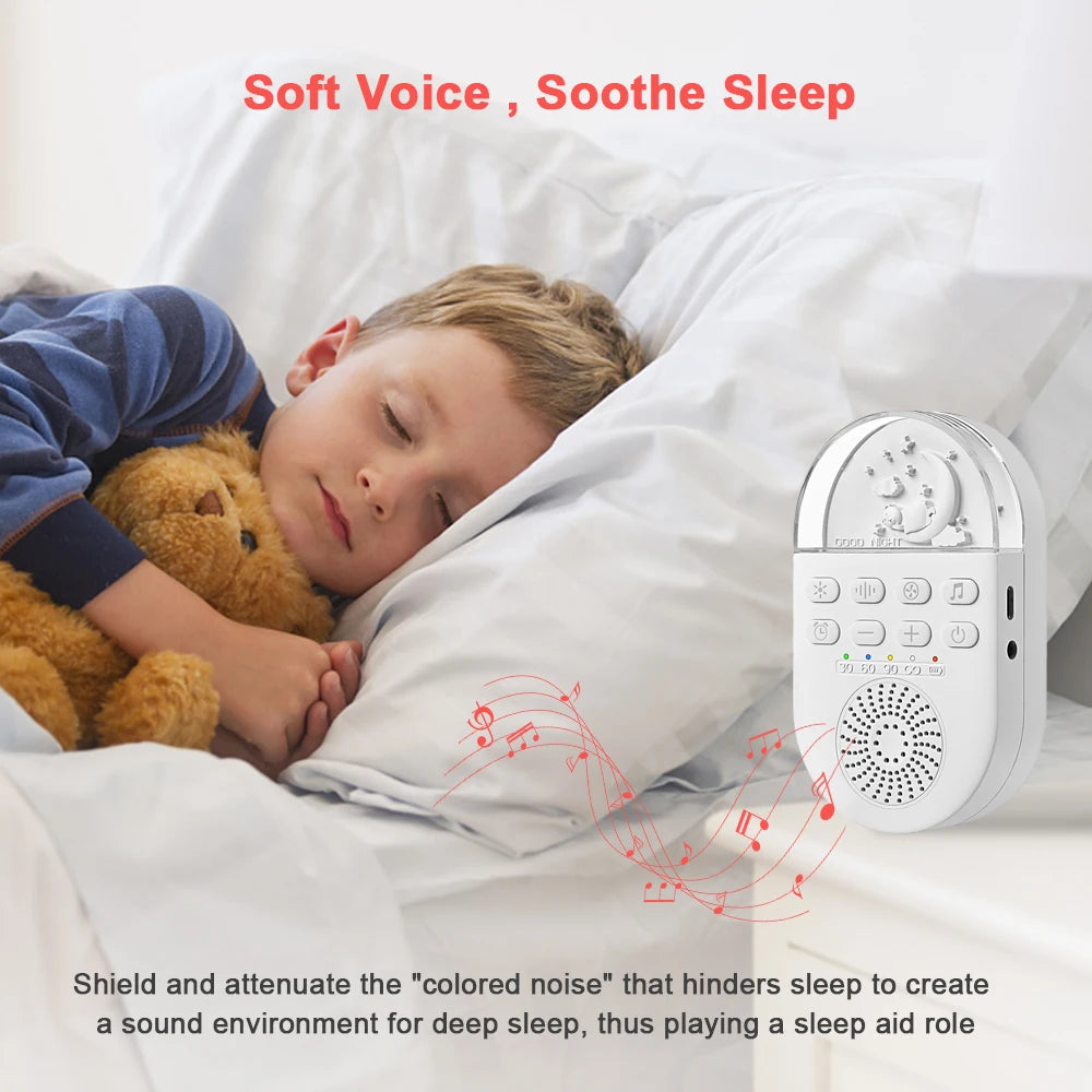 Portable Baby Soothing Sound Machine with 24 Natural Sounds and Gentle Breathing Light for Sleep and Relaxation