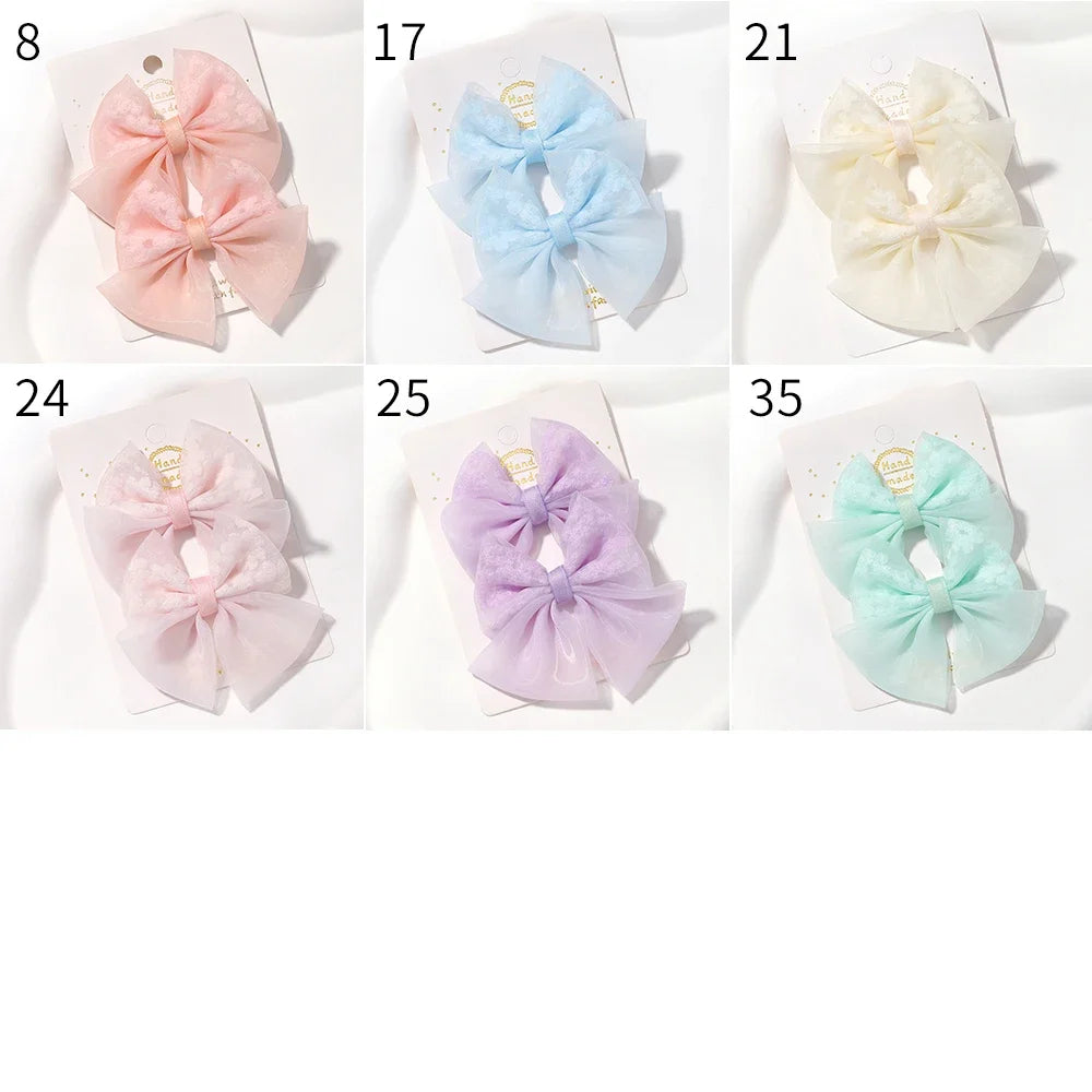 Adorable 2-Pack Mini Hair Bows for Girls - Soft Cotton Hair Clips and Barrettes