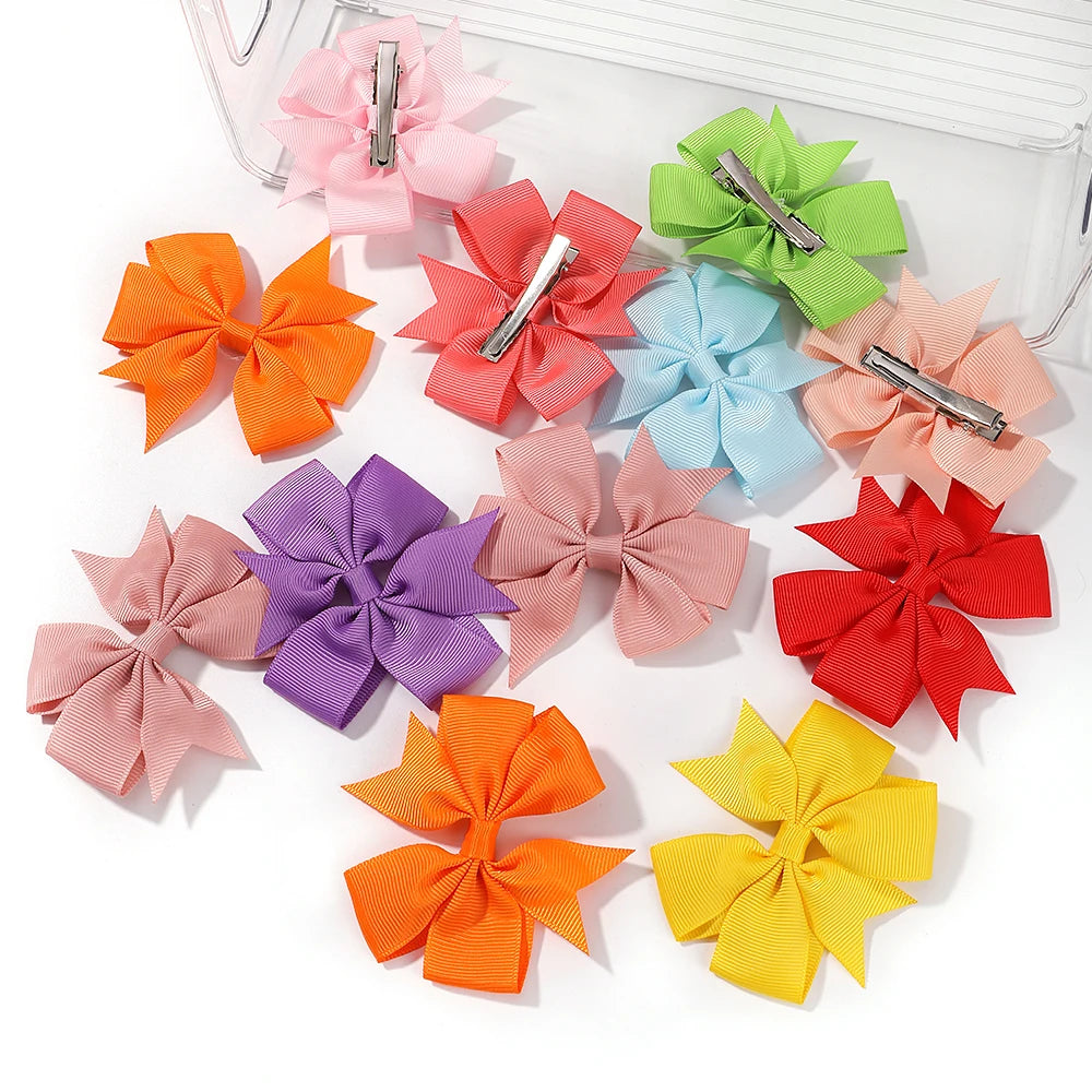Vibrant Grosgrain Ribbon Hair Bow Clips for Girls - Colorful Hair Accessories for Kids