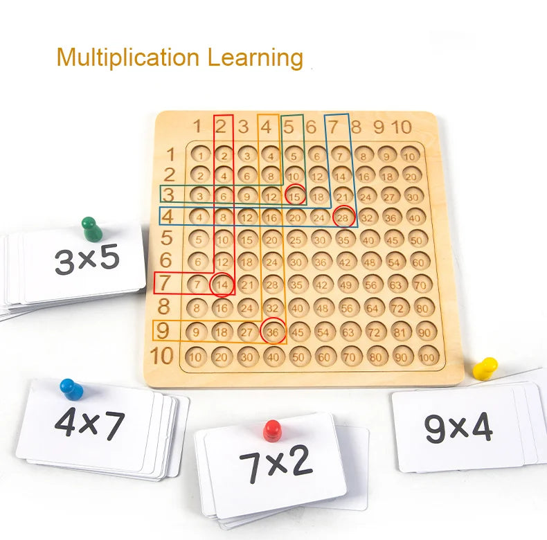 Wooden Multiplication Board Game Kids Montessori Learning Educational Toys Math Counting Hundred Board Interactive Thinking Game