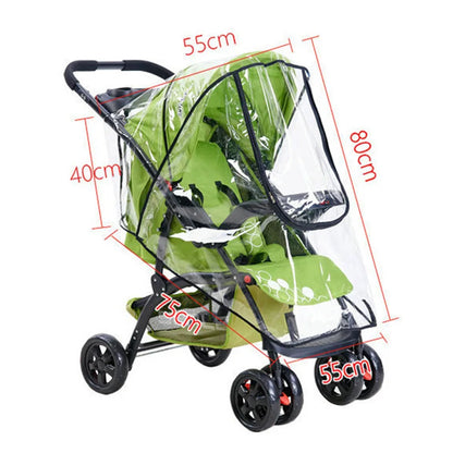 Universal Waterproof Baby Stroller Rain Cover - Transparent Trolley Umbrella with Zipper for All Ages