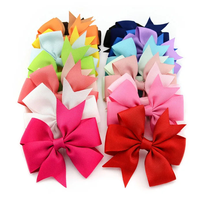 Vibrant Grosgrain Ribbon Hair Bow Clips for Girls - Colorful Hair Accessories for Kids