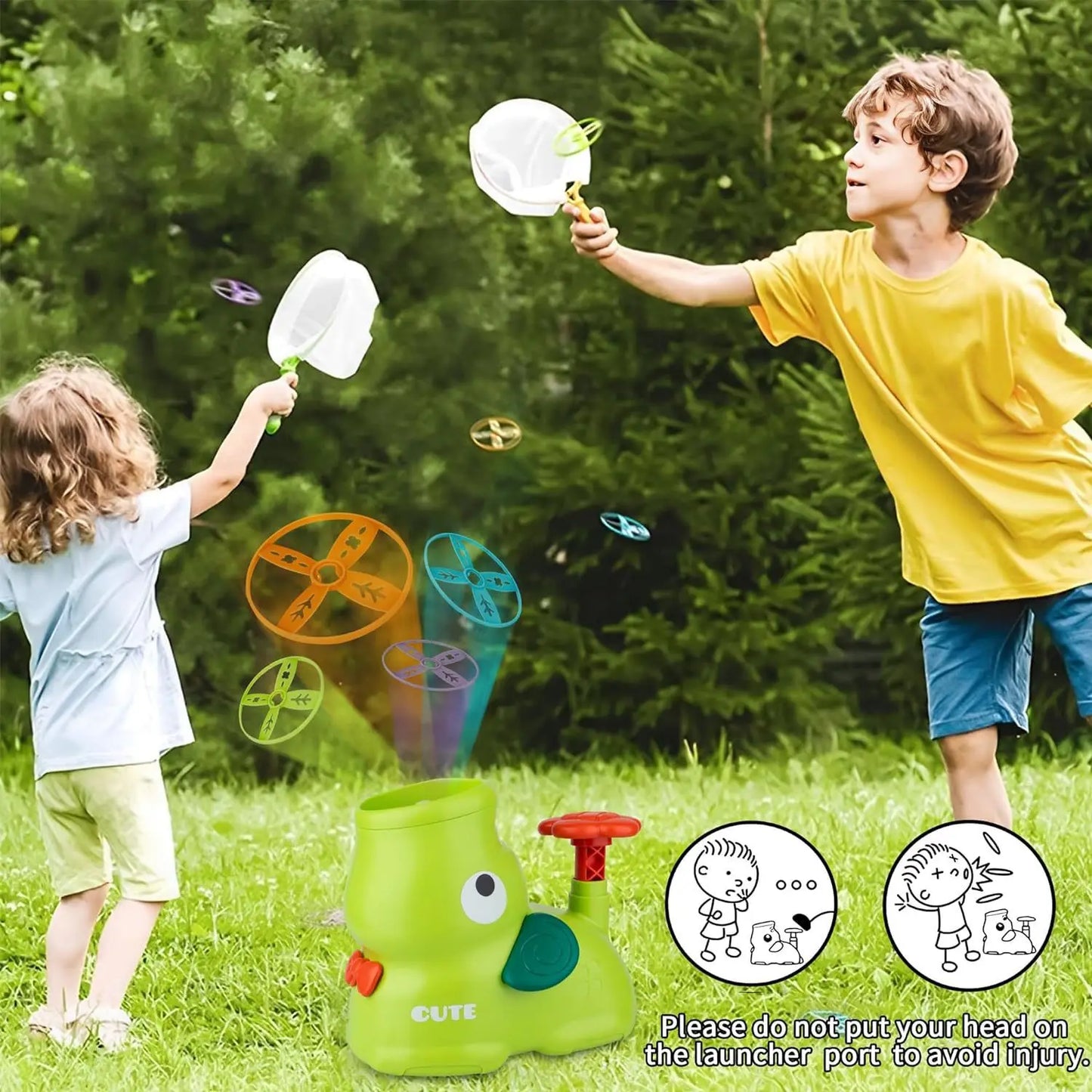 Kids Outdoor Flying Disc Rocket Launcher Catapult Garden Game Toy