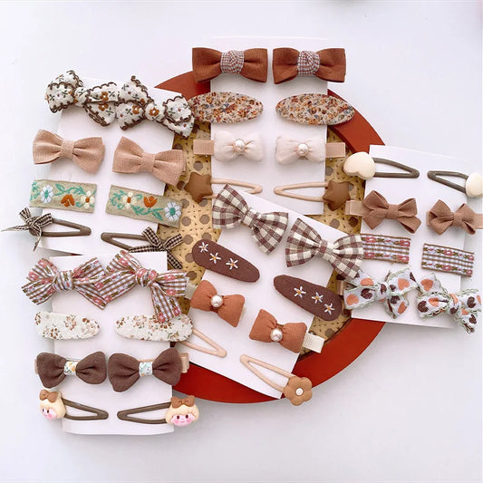 8-Piece Cute Floral Hair Clip Set for Baby Girls - Kawaii Bows and Accessories for Ponytails and Headwear