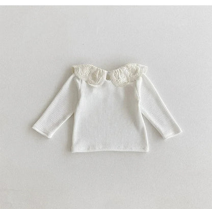 Autumn Ruffle Collar Long Sleeve T-Shirt for Newborn Girls - Cute Cotton Top for 0-2 Years