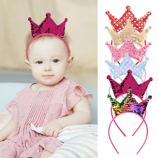 Sparkling Sequin Headband for Girls - Birthday Crown Hair Accessory for Festivals and Parties