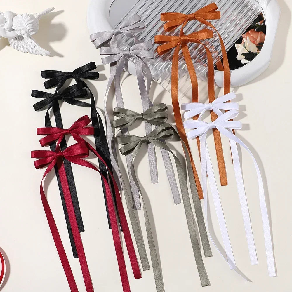 2PCS Adorable Long Tassel Bow Headbands for Girls - Cute Hair Accessories for Parties and Daily Wear