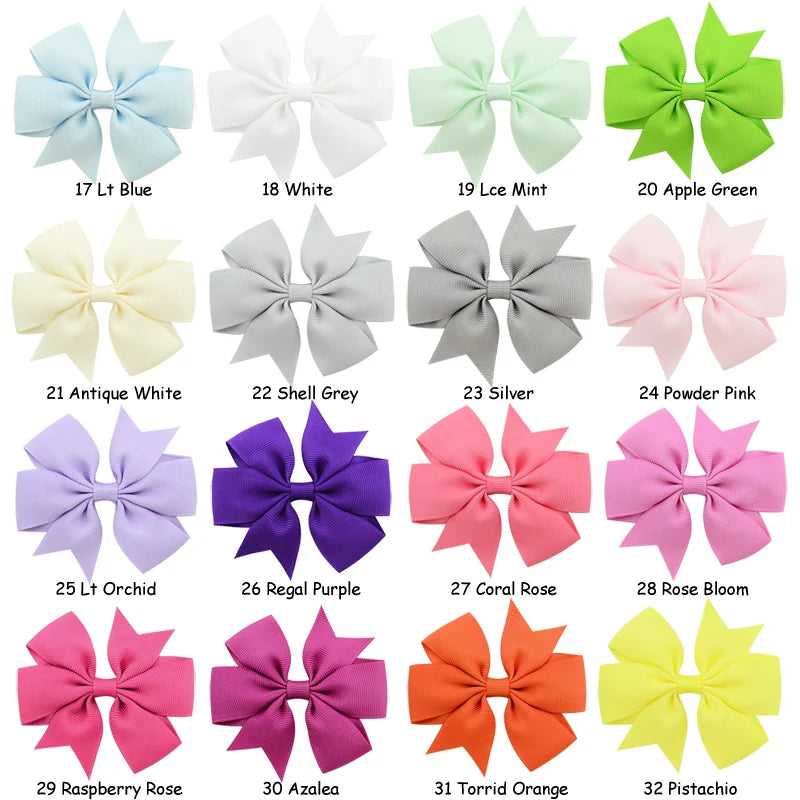 Vibrant Grosgrain Ribbon Hair Bow Clips for Girls - Colorful Hair Accessories for Kids