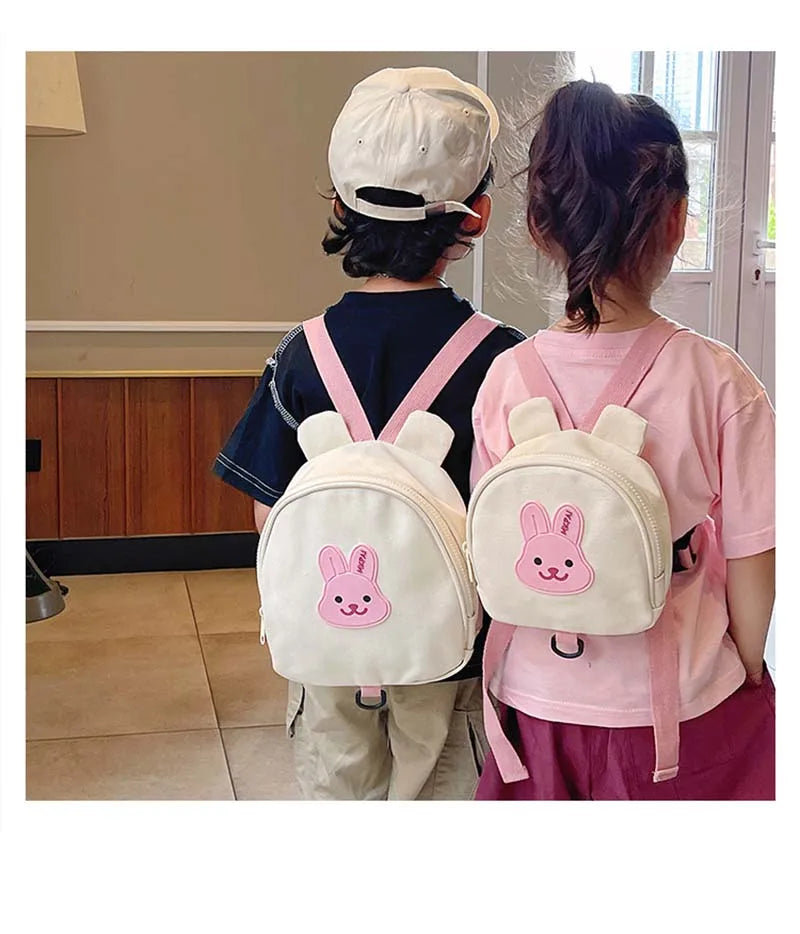 Adorable Cartoon Bear Anti-Lost Baby Backpack for Kindergarten Kids - Canvas Harness School Bag for Boys and Girls