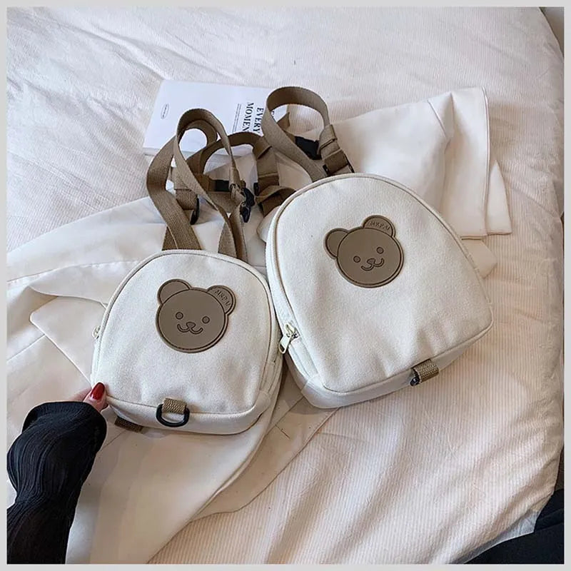 Adorable Cartoon Bear Anti-Lost Baby Backpack for Kindergarten Kids - Canvas Harness School Bag for Boys and Girls