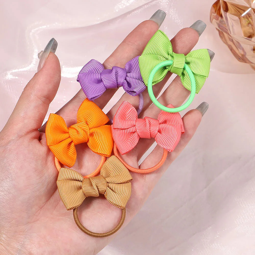 5-Pack Kids Hair Accessories with Bow Scrunchies - Elastic Hair Ties for Girls and Babies