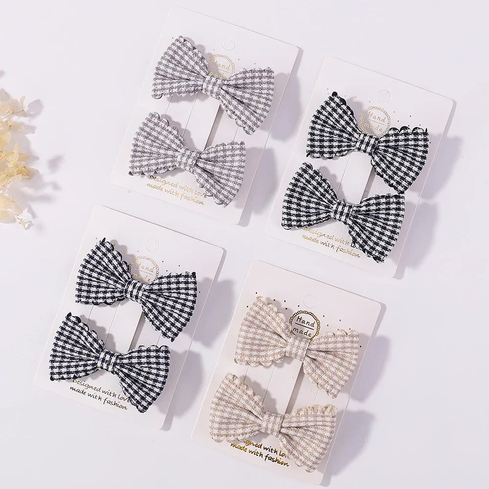 Adorable 2-Pack Mini Hair Bows for Girls - Soft Cotton Hair Clips and Barrettes