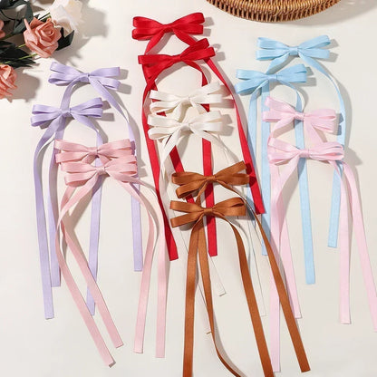 2PCS Adorable Long Tassel Bow Headbands for Girls - Cute Hair Accessories for Parties and Daily Wear