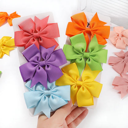 Vibrant Grosgrain Ribbon Hair Bow Clips for Girls - Colorful Hair Accessories for Kids