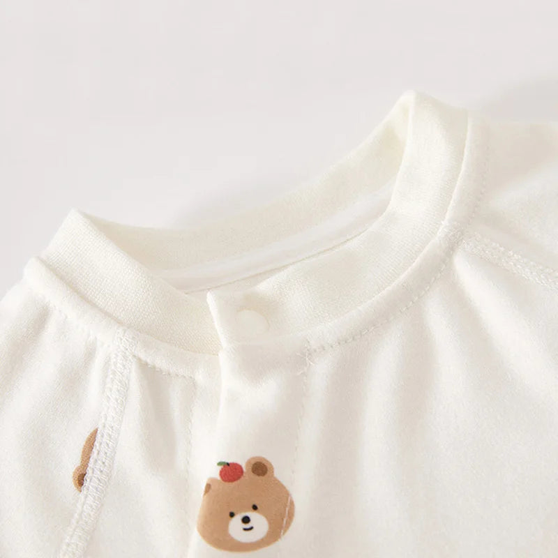 Adorable Cartoon Bear Cotton Romper for Newborn Boys and Girls - Spring Infant One-Piece Bodysuit