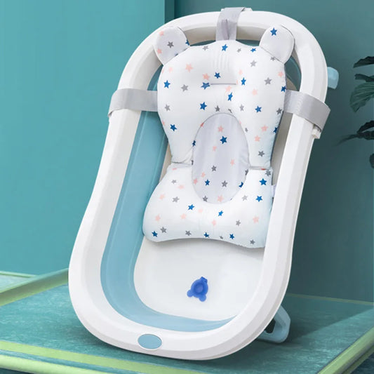 Star Crown Printed Non-Slip Baby Bath Tub Mat for Infants - Soft Polyester Support Pad for Newborns and Toddlers