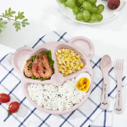 New Fractal Bear Kids Plate Set Easily Attract Kids' Attention Increase Eat Interesting Designed for Children 1 Set Tableware