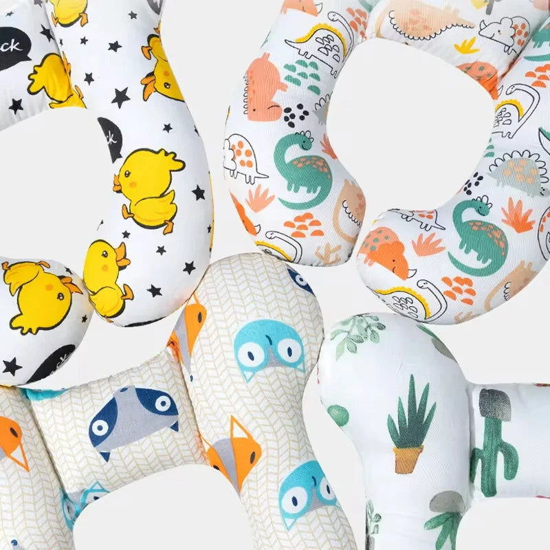 U-Shaped Infant Travel Pillow with Cartoon Design for Neck Support in Strollers - Ideal for Ages 0-3Y