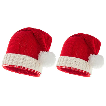 Parent-Child Christmas Hat Big Pompom Mother Kids Knit Beanie Cap Winter Warm Infant Bonnet Girls Boy Xmas Gift Baby Accessories