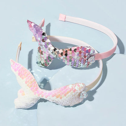 Rainbow Mermaid Sequin Headbands for Baby Girls - Handmade Kids Hair Accessories with Pearls