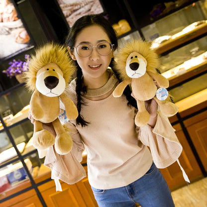 25CM Adorable Jungle Plush Dolls - Kawaii Lion, Elephant, and Monkey Stuffed Animal Toys for Kids and Babies