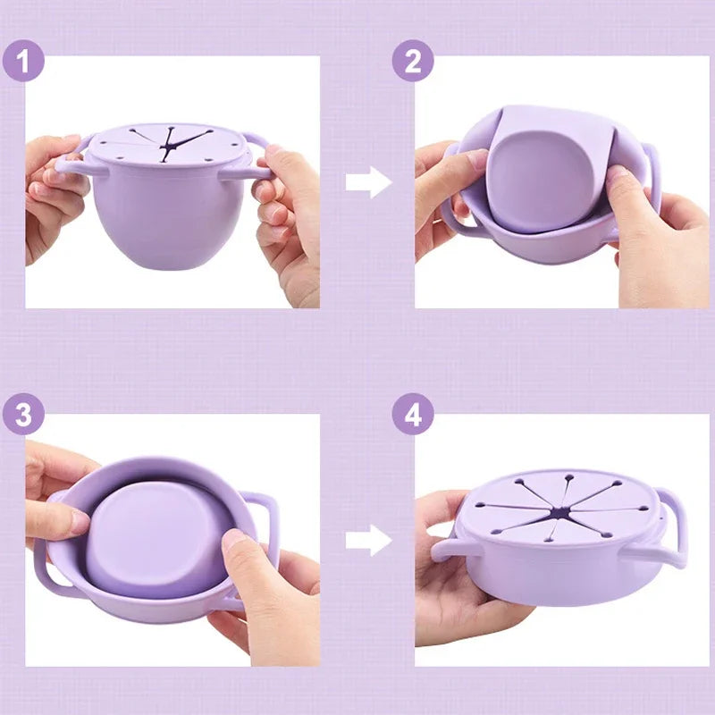 Portable Baby Silicone Snack Storage Cup with Strap - Foldable Food Container for Toddlers