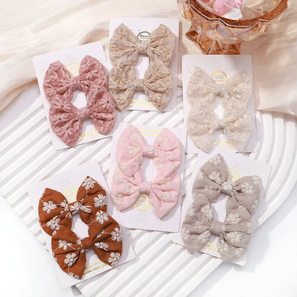 Adorable 2-Pack Mini Hair Bows for Girls - Soft Cotton Hair Clips and Barrettes