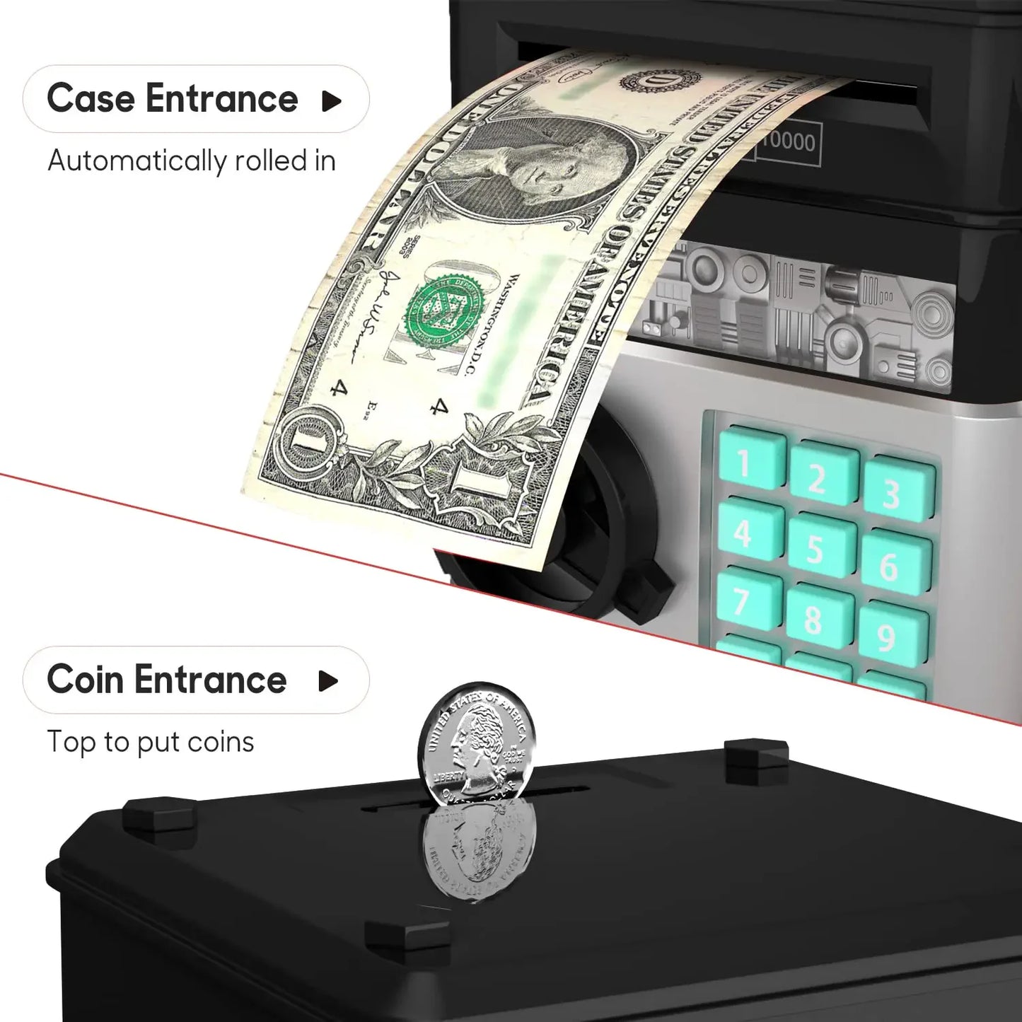 Interactive Electronic Piggy Bank with Password Protection - Kid's Digital Cash Saving ATM Machine Gift