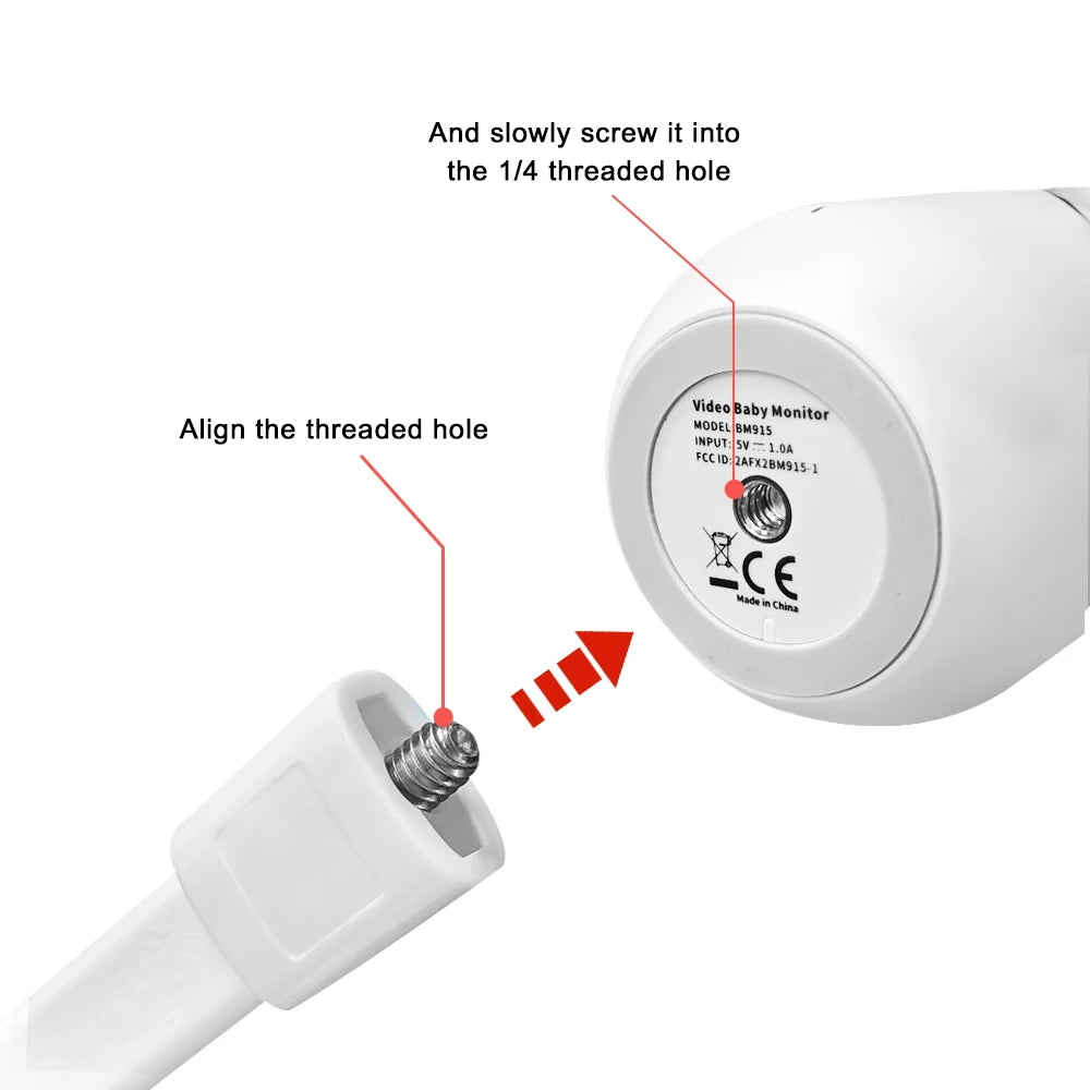 Flexible White Silicone Baby Monitor Mount - No Drilling Cradle Bracket for Safe Camera Placement