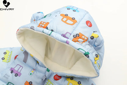 Adorable Cartoon Hooded Down Jacket for Kids - Thick Warm Cotton-Padded Winter Coat 2023 for Boys and Girls