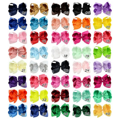 6-Inch Handmade Grosgrain Ribbon Hair Bows with Clips for Girls – Stylish Large Hairpins, Boutique Barrettes, and Kids' Accessories