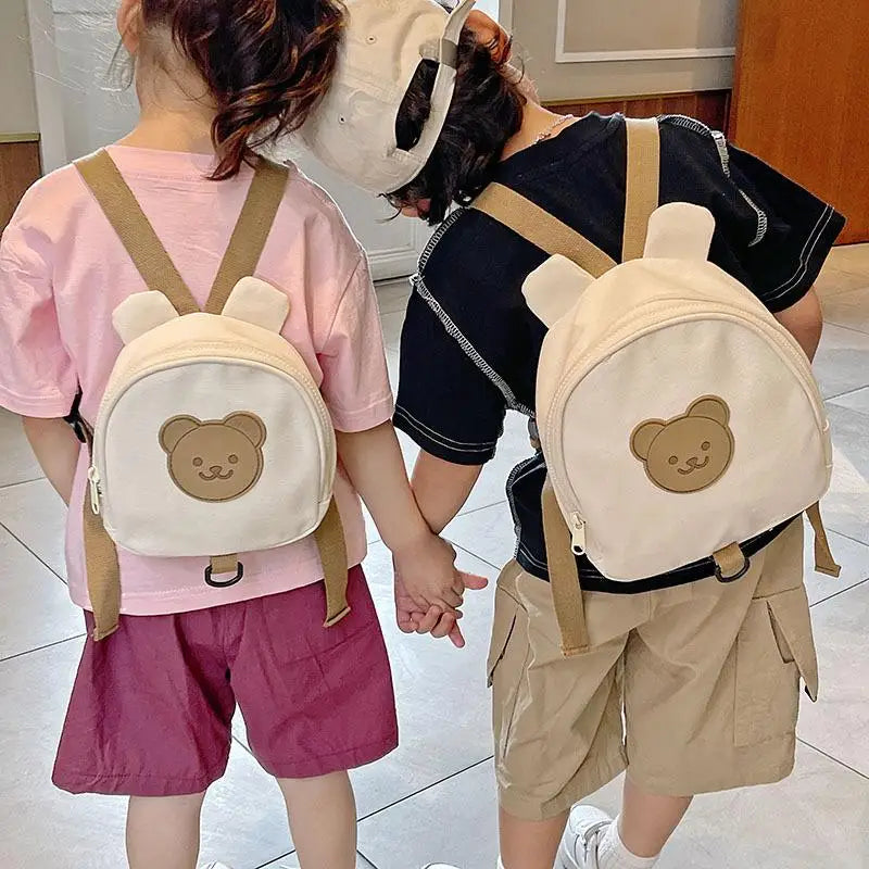 Adorable Cartoon Bear Anti-Lost Baby Backpack for Kindergarten Kids - Canvas Harness School Bag for Boys and Girls