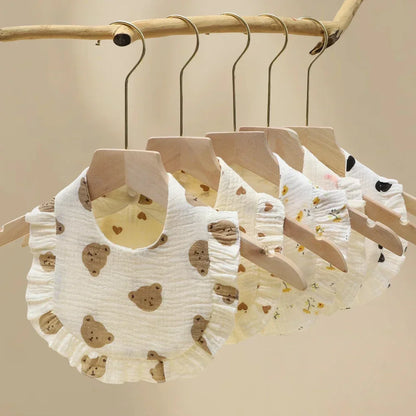 Adorable Ruffle Baby Bibs & Burp Cloths Set - Soft Feeding Accessories for Newborns in 3 Styles