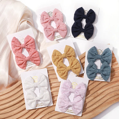 Adorable 2-Pack Mini Hair Bows for Girls - Soft Cotton Hair Clips and Barrettes