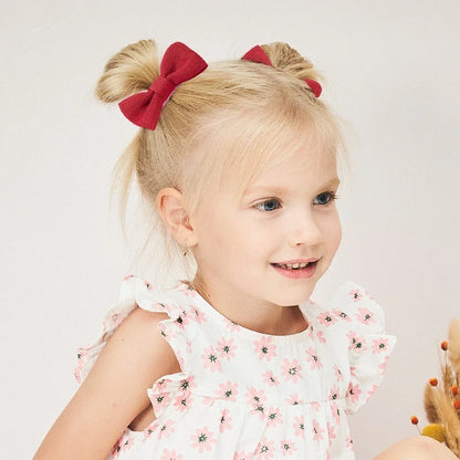 Adorable 2-Pack Kids Bow Hairpins - Soft Cotton Clip-on Accessories for Toddler Girls