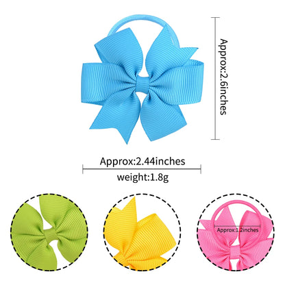 20-Color Mini Bowknot Elastic Hair Bands - 10 Pack for Girls' Ponytails and More!