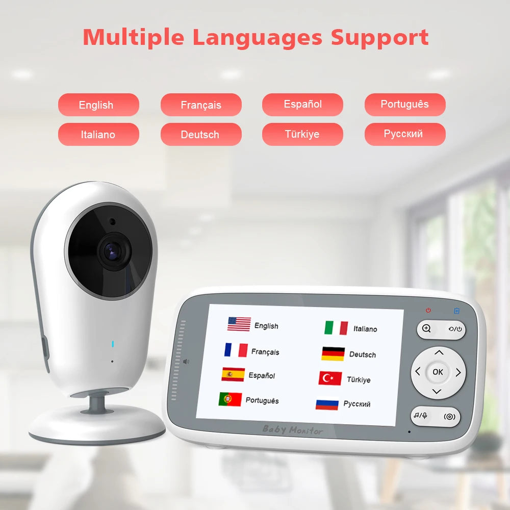 4-Inch HD Video Baby Monitor with 3X Digital Zoom, Two-Way Audio, Auto Night Vision, and Temperature Monitoring - Model VB615