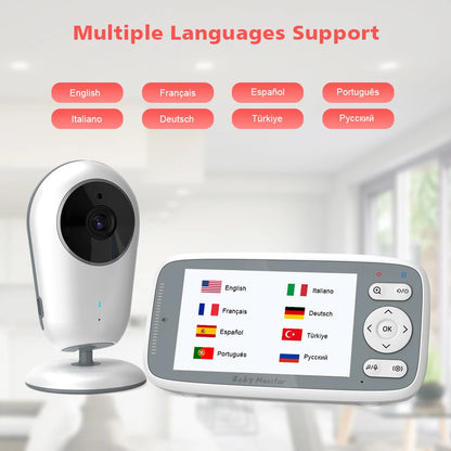4-Inch HD Video Baby Monitor with 3X Digital Zoom, Two-Way Audio, Auto Night Vision, and Temperature Monitoring - Model VB615