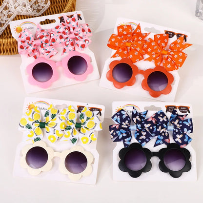 Adorable 2-Piece Newborn Hair Accessories Set - Cute Bow Headband & Bear Glasses for Infants and Kids