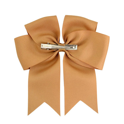 Vibrant 6-Inch Grosgrain Ribbon Hair Bows for Girls - Elegant Clips for Kids' Hair Accessories