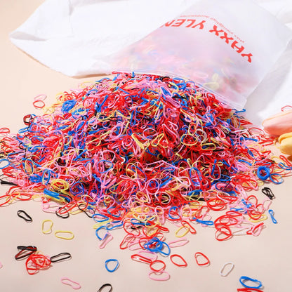 500Pcs Colorful Elastic Hair Bands for Girls - Fun Disposable Ponytail Holders for Kids