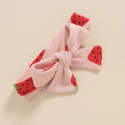 Adorable Baby Girl Summer Strawberry Print Romper and Headband Set - Cute Sleeveless Outfit