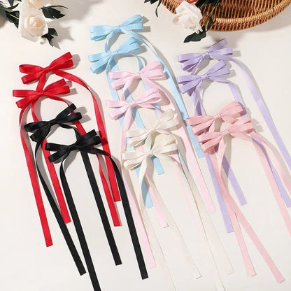 2PCS Adorable Long Tassel Bow Headbands for Girls - Cute Hair Accessories for Parties and Daily Wear