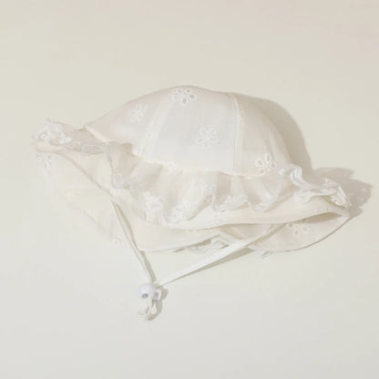Summer Floral Lace Bucket Hat for Baby Girls - Cute Adjustable Fisherman Cap for Toddlers 1-3 Years
