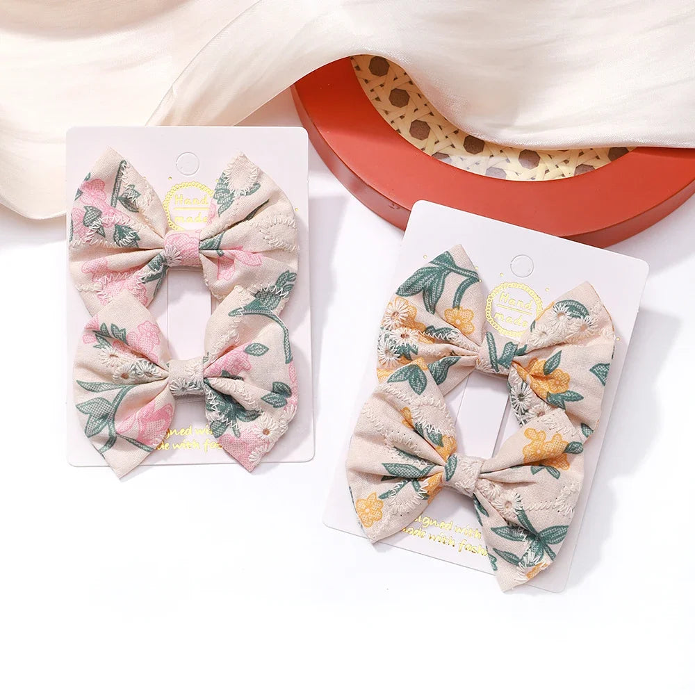 Adorable 2-Pack Mini Hair Bows for Girls - Soft Cotton Hair Clips and Barrettes